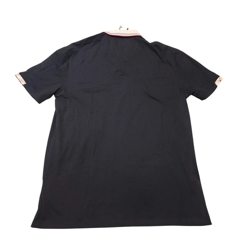 Ricceli Mens XL Black Stretch Polo Shirt NWT Plaid Collar Cotton Spandex